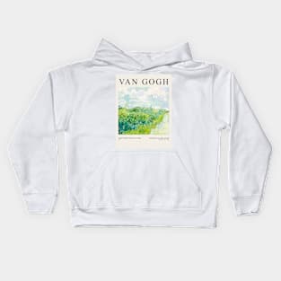 Green Wheat Fields, Auvers (1890) by Vincent Van Gogh Kids Hoodie